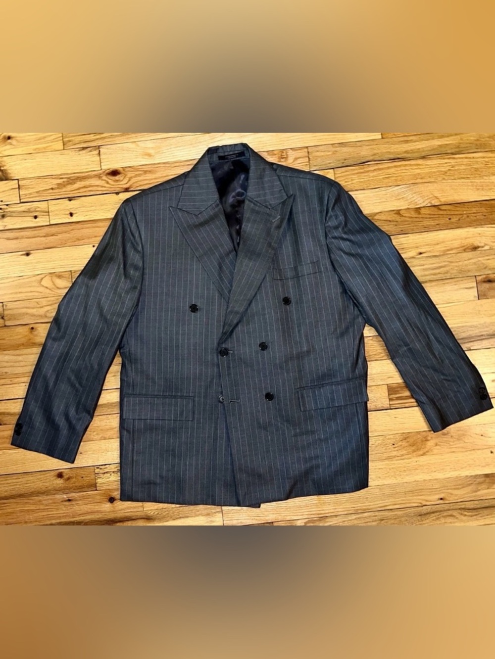 Custom Gray Pinstripe STUDIOSUITS Wool Suit. 44 Chest. 40 Pants. 40s Style.